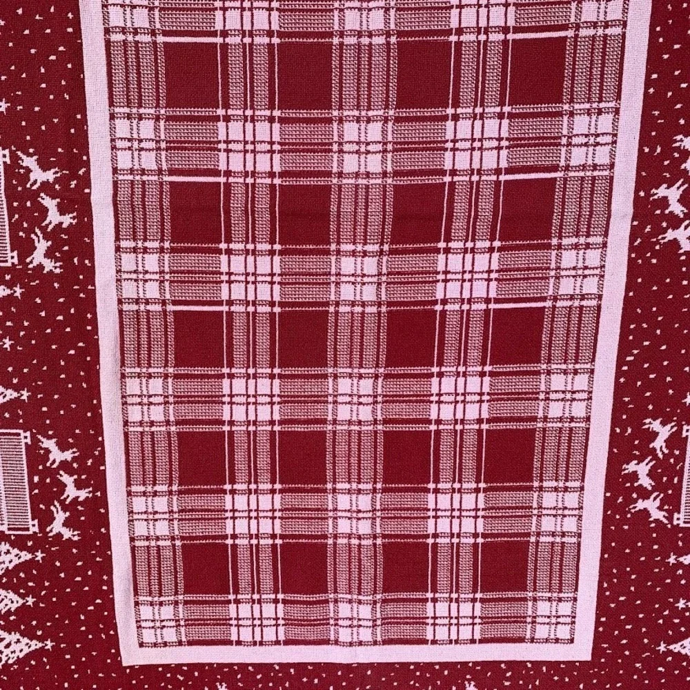 Christmas Village Red/White Woven Throw Blanket Tapestry‎ Holiday Reindeer
